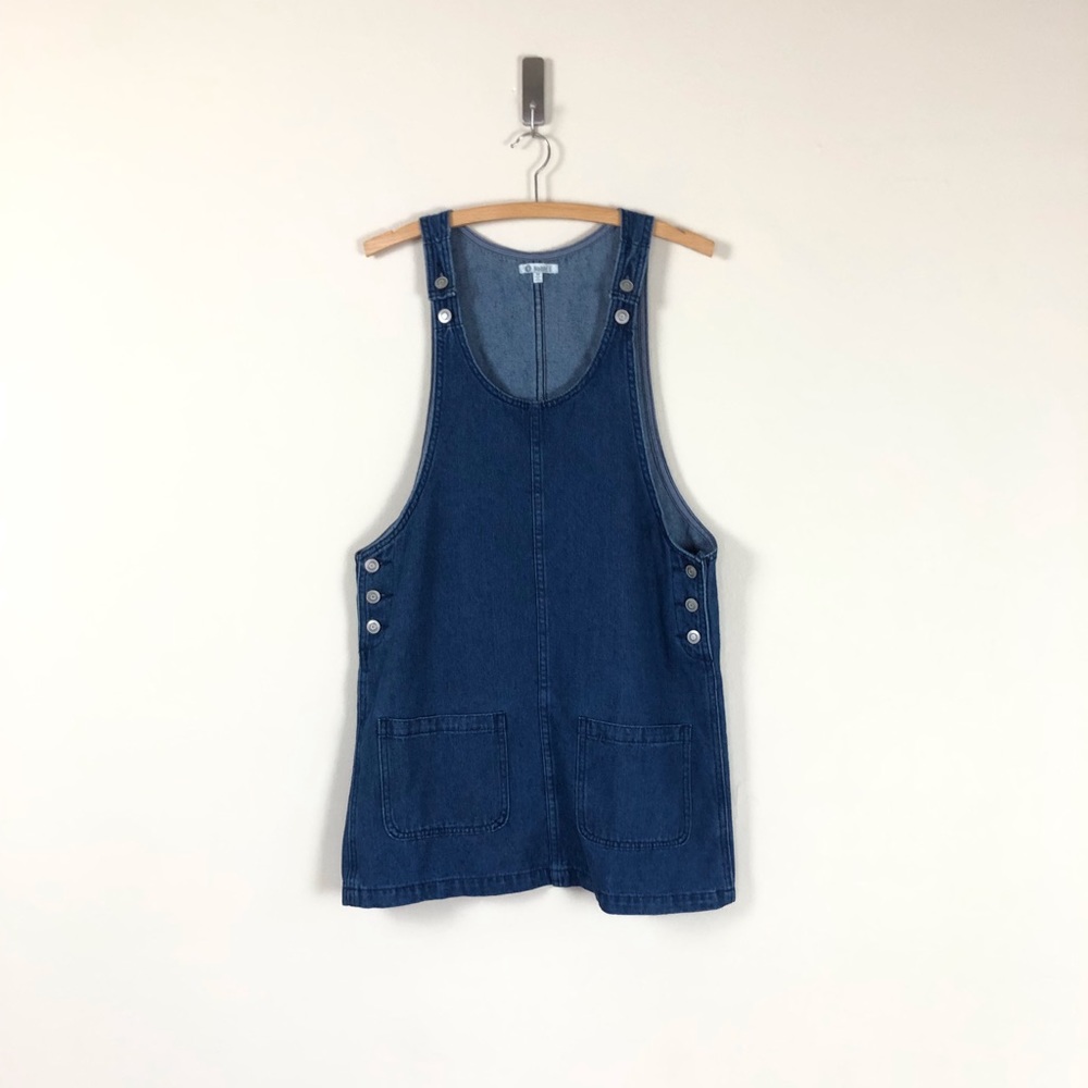 vintage 90s denim overalls dress cotton y2k jean mini pinafore jumper bib grunge - Picture 6 of 9